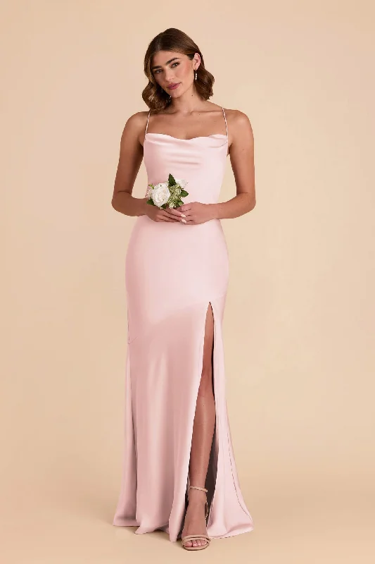 Olivia Matte Satin Dress - Pale Blush