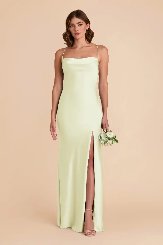 Olivia Matte Satin Dress - Pale Pistachio