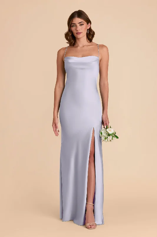 Olivia Matte Satin Dress - Periwinkle Blue