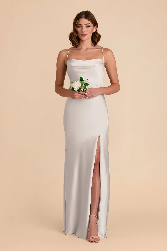 Olivia Matte Satin Dress - Platinum