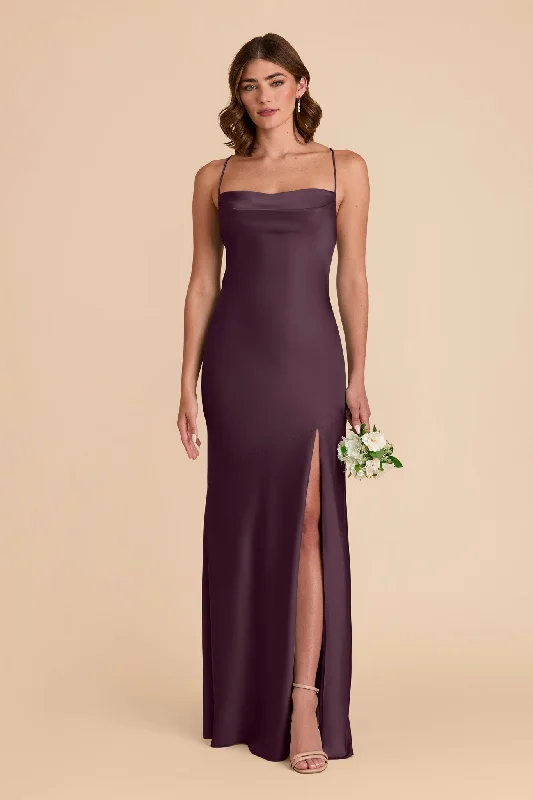 Olivia Matte Satin Dress - Plum