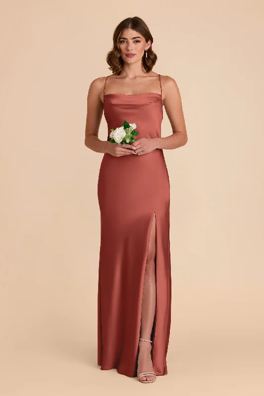 Olivia Matte Satin Dress - Spice