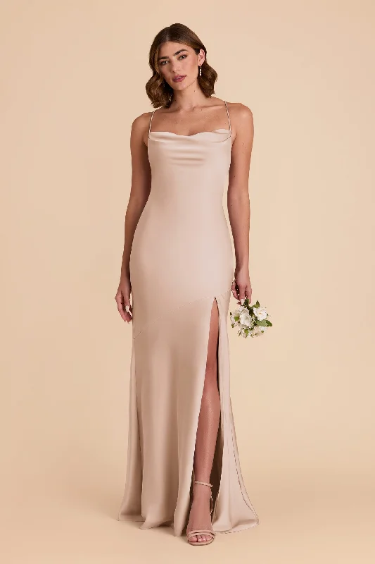 Olivia Matte Satin Dress - Taupe