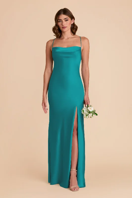 Olivia Matte Satin Dress - Teal