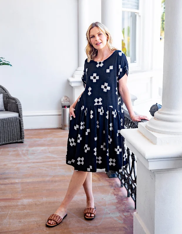 Positano Dress Navy Print