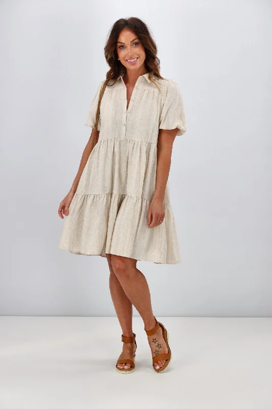 Sass Saba Dress Natural Stripe