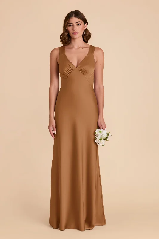 Veronica Matte Satin Dress - Copper