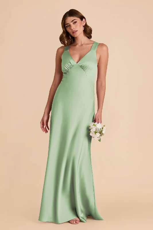 Veronica Matte Satin Dress - Pistachio