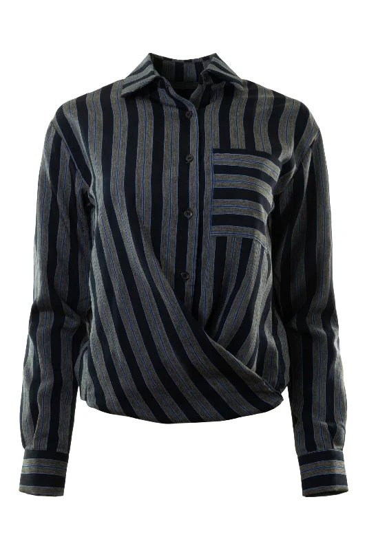 A Shirt Thing Ondine Striped Blouse in Navy